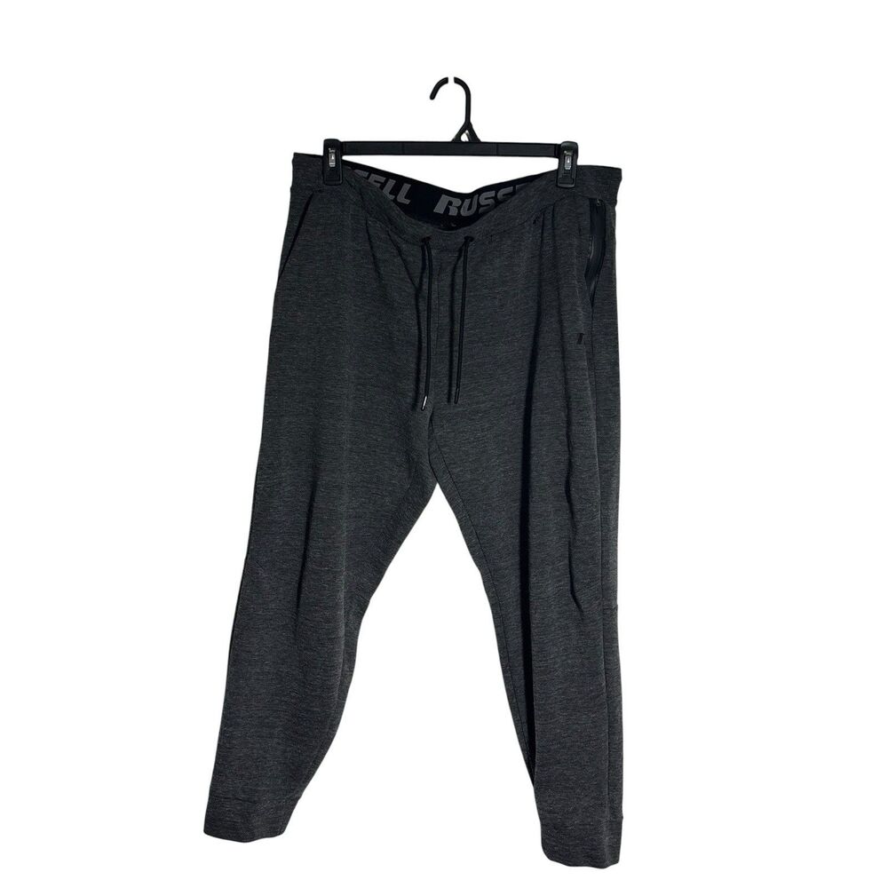 Russell Fusion Knit Heathered Dark Gray Drawstring Waist Sweatpant Joggers XL